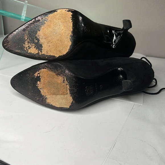 Alaia Sz 38 Black Suede Ankle Shoe Booties 3” Suede Covered Heel - Picture 9 of 11